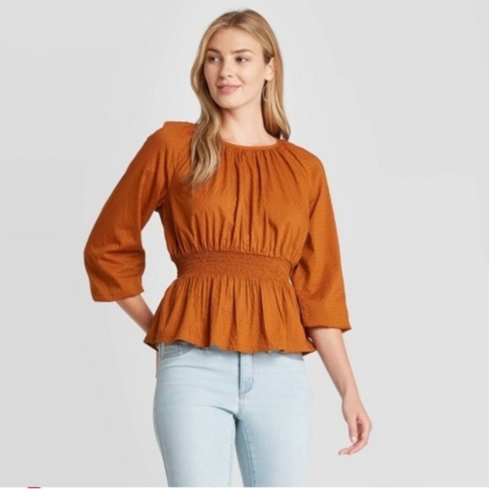 Universal Thread Peplum Blouse Rust